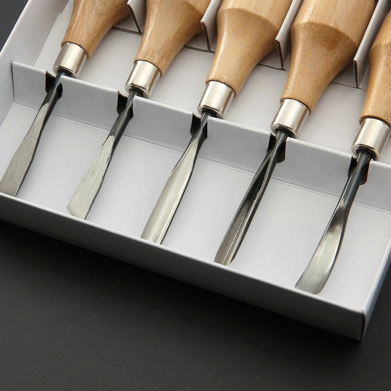 5Pcs Professional Wood Carving Hand Chisels Tools Set Woodworking Gouges Lathe