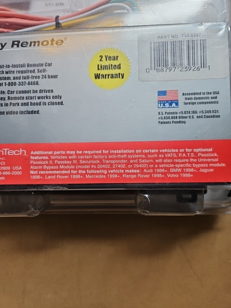 Ready Remote- Remote Car Starter Kit Mod# 23926 W/Bypass Module USA