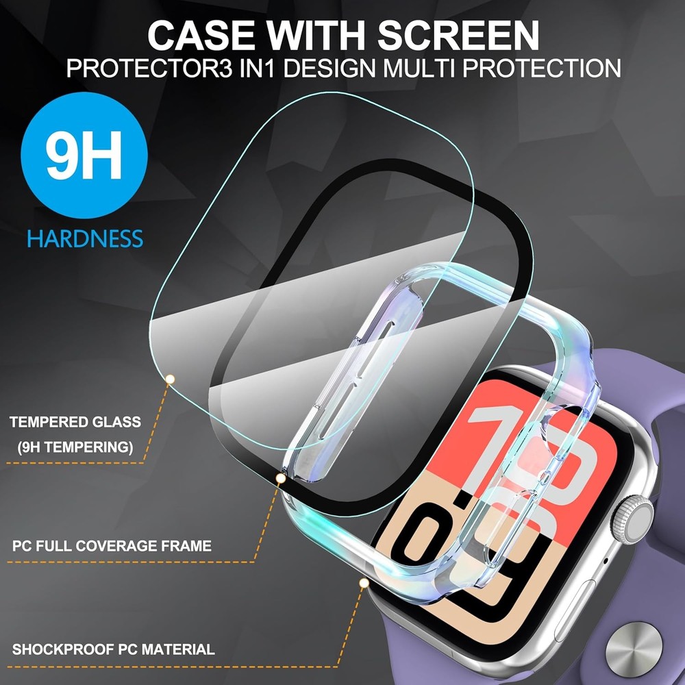 2-Pack Tempered Glass Screen Protector Case for Apple Watch 40mm Ultra-Thin