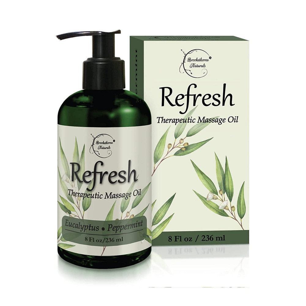 Refresh Massage Oil for Massage Therapy with Eucalyptus & Peppermint Essential O