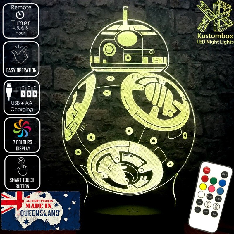 BB-8 DRIOD STAR WARS 3D LED BATTERY USB NIGHT LIGHT WITH 7 COLOUR REMOTE