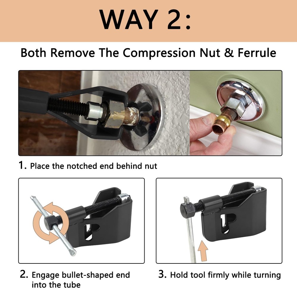 Compression Sleeve Puller Tool For Ferrule 1/2” Copper Water Black