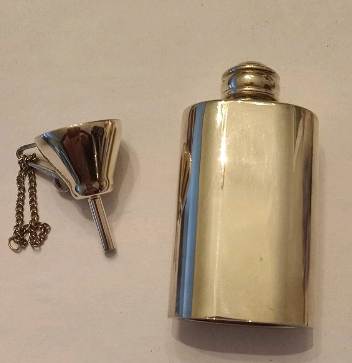 Silvertone Perfume Bottle And Funnel