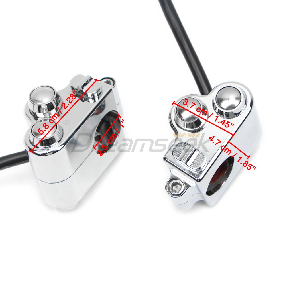 Chrome 25mm Universal Handlebar Switch Horn Button Control for Harley Motorcycle