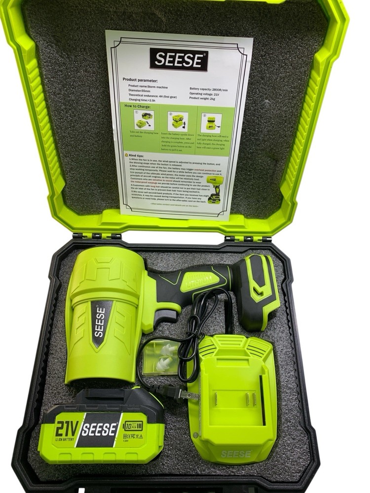 Seese Cordless storm machine - handheld leaf blower & battery & charger & Case