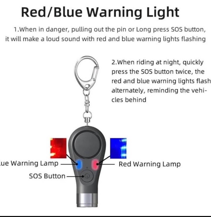 Rechargeable 130 Db Keychain Alarm, Black