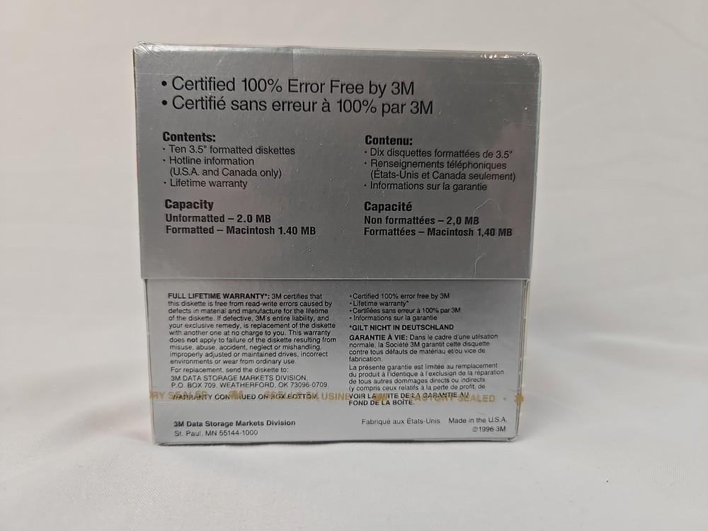 3M High Density Formatted Macintosh DS, HD (10) 3.5" Diskettes