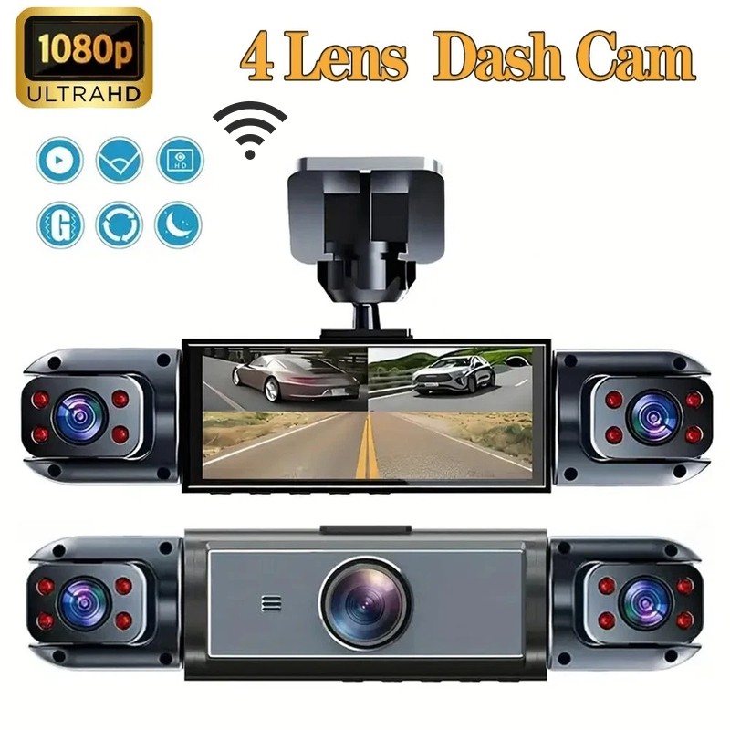 360 Degree View 4 Channel Dash Cam Front and Rear Inside Left Right, Dash Camera