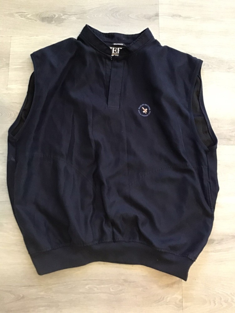 Zero Restriction Golf Vest Mens L Blue Houndstooth Microsuede 1/4 Snap Button