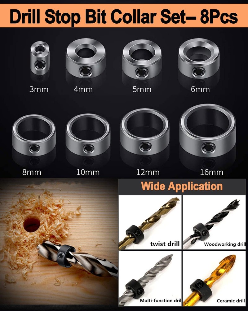 34 Pack Wood Working Chamfer Drilling Tools, 6 Countersink Drill Bit Set, 7...
