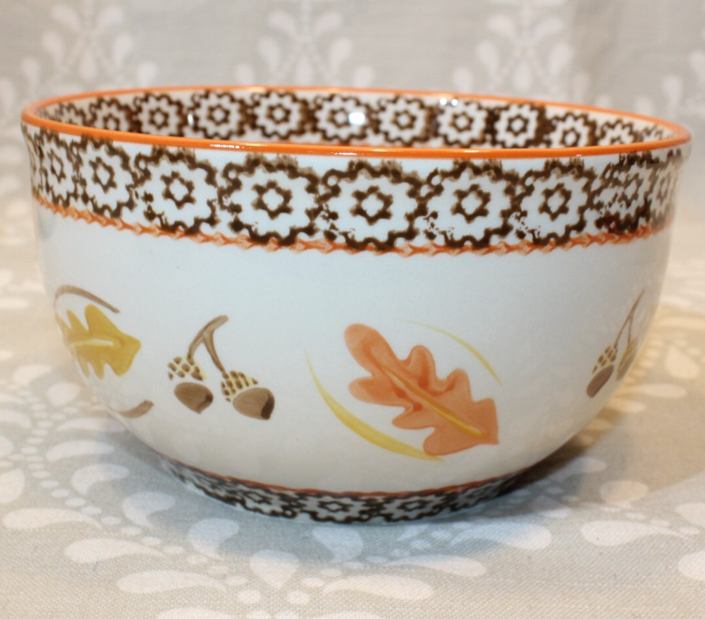 5 PC Temptations Old World Stacking Nesting Mixing Bowl Set - Fall/Autumn Acorns