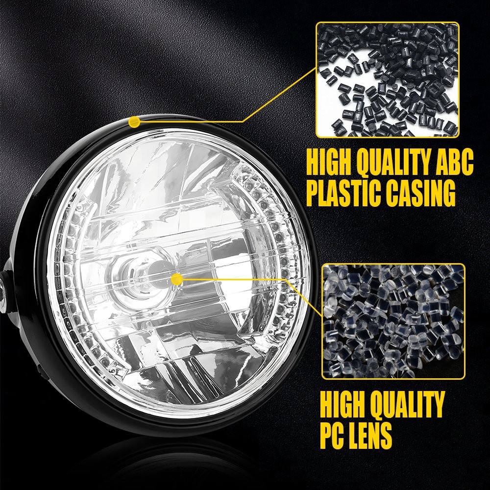 7 inch LED Motorcycle Headlight Round With Mounting Bracket Universal Black EOU