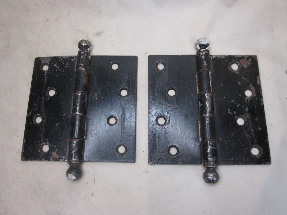 2 large vintage ball tip hinges hinge pair 4 1/2"
