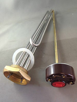 SOLAR HOT WATER TANK HEATING ELEMENT 2000W 1 1/4" BSP WITH ROD THERMOSTAT