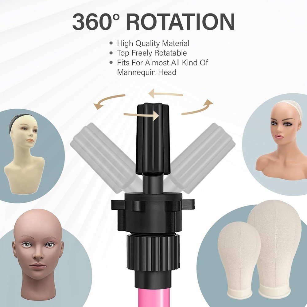 25 Inch Adjustable Mannequin Head Stand - Perfect Wig Display & Training Tool