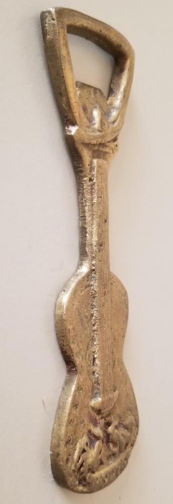 Vtg Solid Brass Violin/Guitar Shape Bottle opener. [B5]