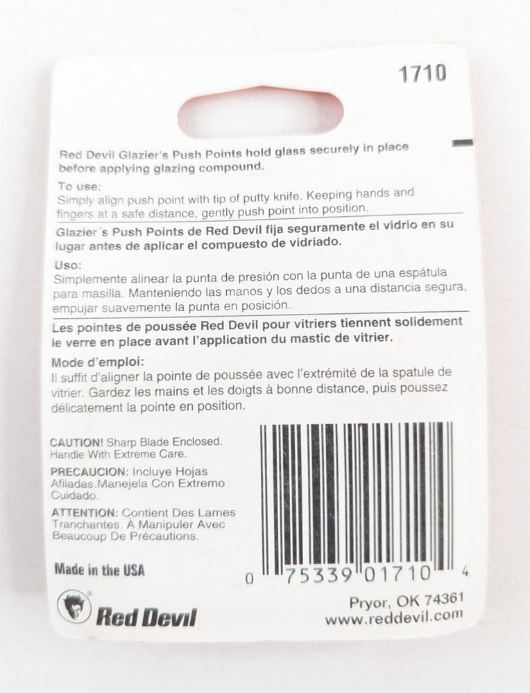 (2) Red Devil 1710 Glazier Push Points 55ct Packages - NEW