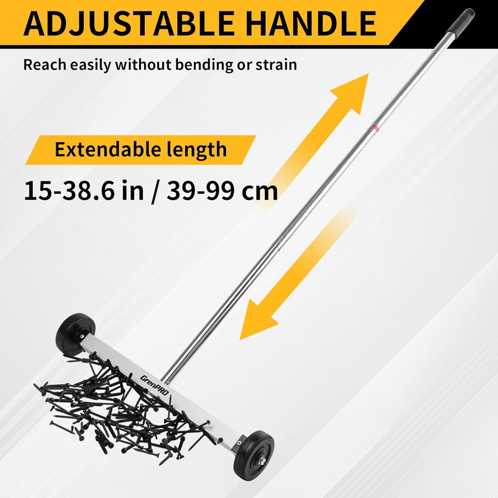 Magnetic Sweeper 2-Pack Heavy Duty Nail Magnet Roller Telescoping Handle 8.8LB