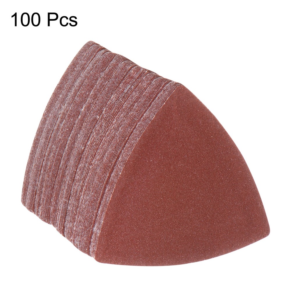 100pcs 180 Grits 80mm Aluminum Oxide Triangular Hook & Loop Sandpapers Pads
