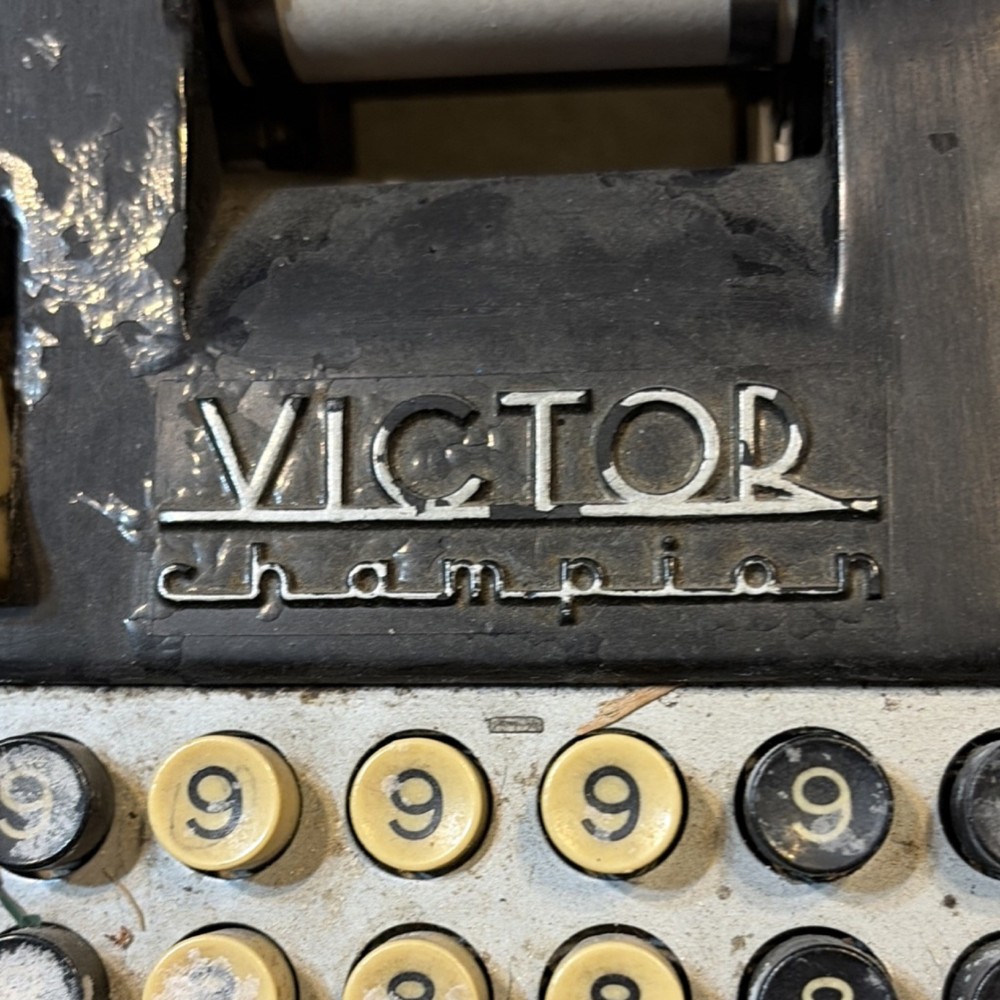 Victor Champion Vintage Mechanical Adding Machine Black