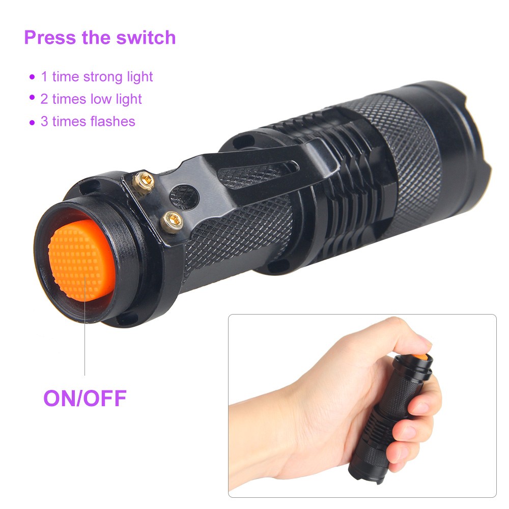 2X Mini LED Flashlight Camping Light Zoomable 3-Mode Torch Astronomy Night Lamp