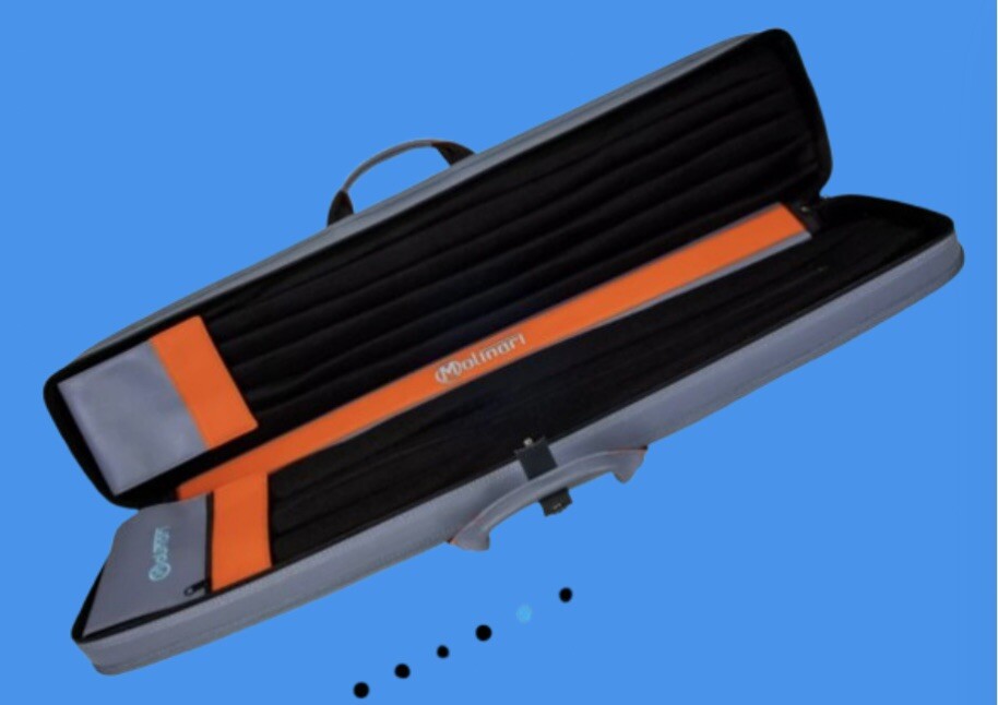 MOLINARI CUE CASE RETRO 3x6 SOFT ** GREY / ORANGE.