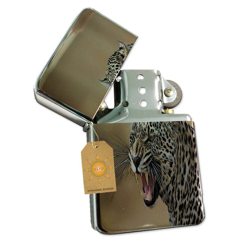 Indian Leopard Pocket Lighter Silver Refillable