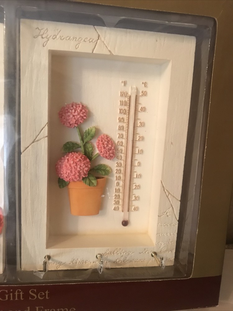 Flowers gift set thermometer and frame (2 Frames) New With Box