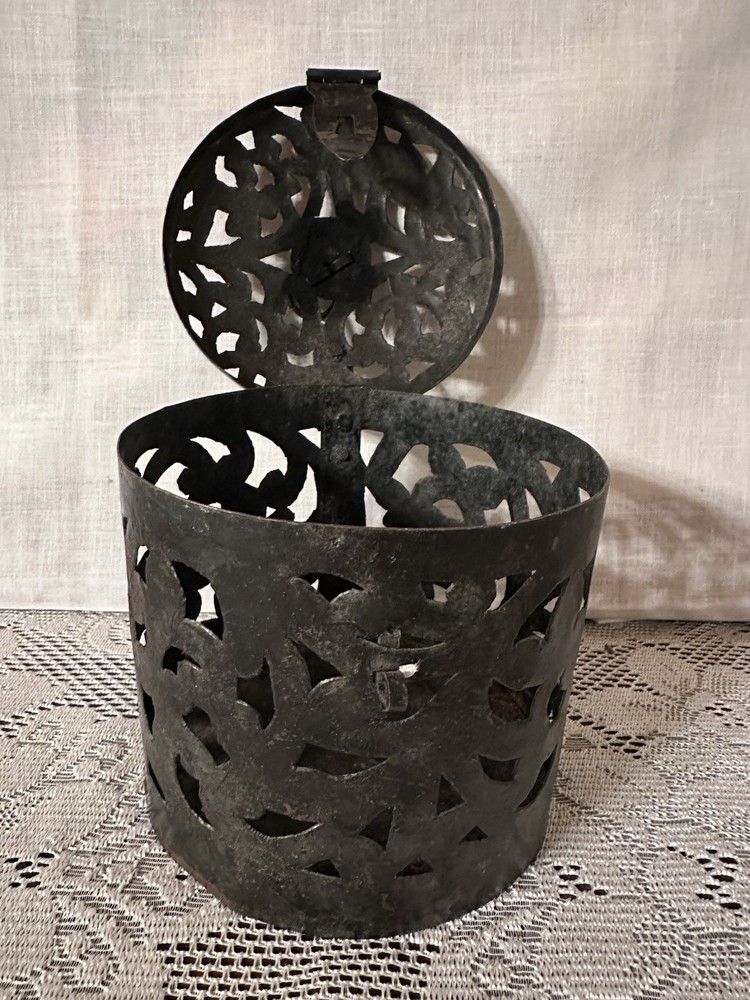 Antique Metal Match Keeper