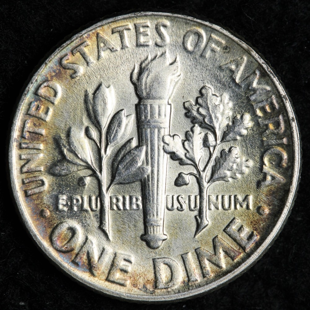 1952 Roosevelt Silver Dime TONED E211 JOI