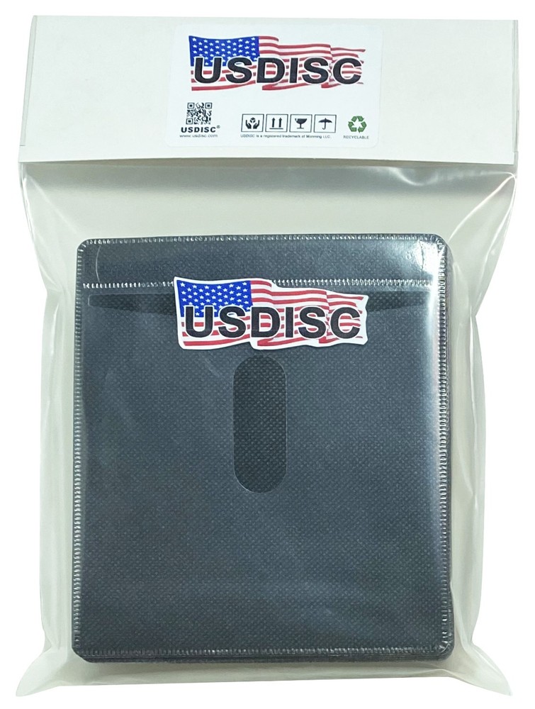 USDISC Plastic Sleeves, Double-sided 2 Disc (Black) Lot