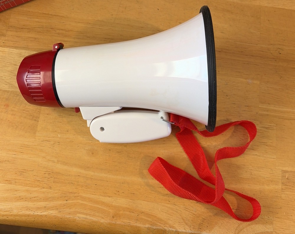 Electronic Megaphone Buzzy Red White Battery Operated With Box
