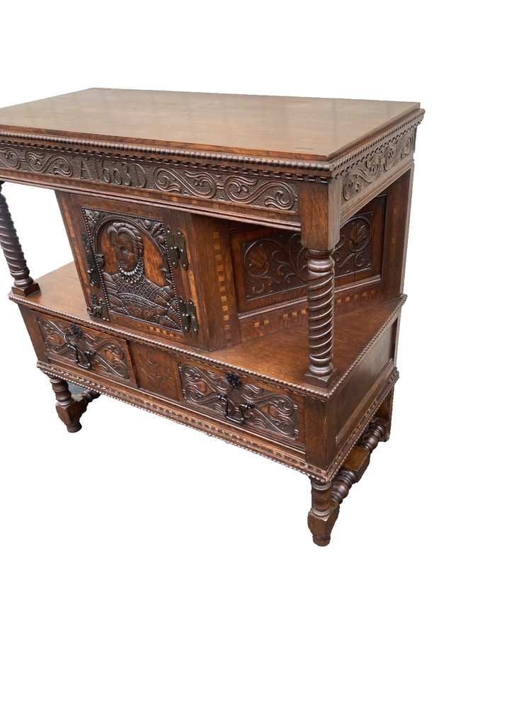 66495 Custom Hand Made Oak Cabinet Sideboard Server Chest