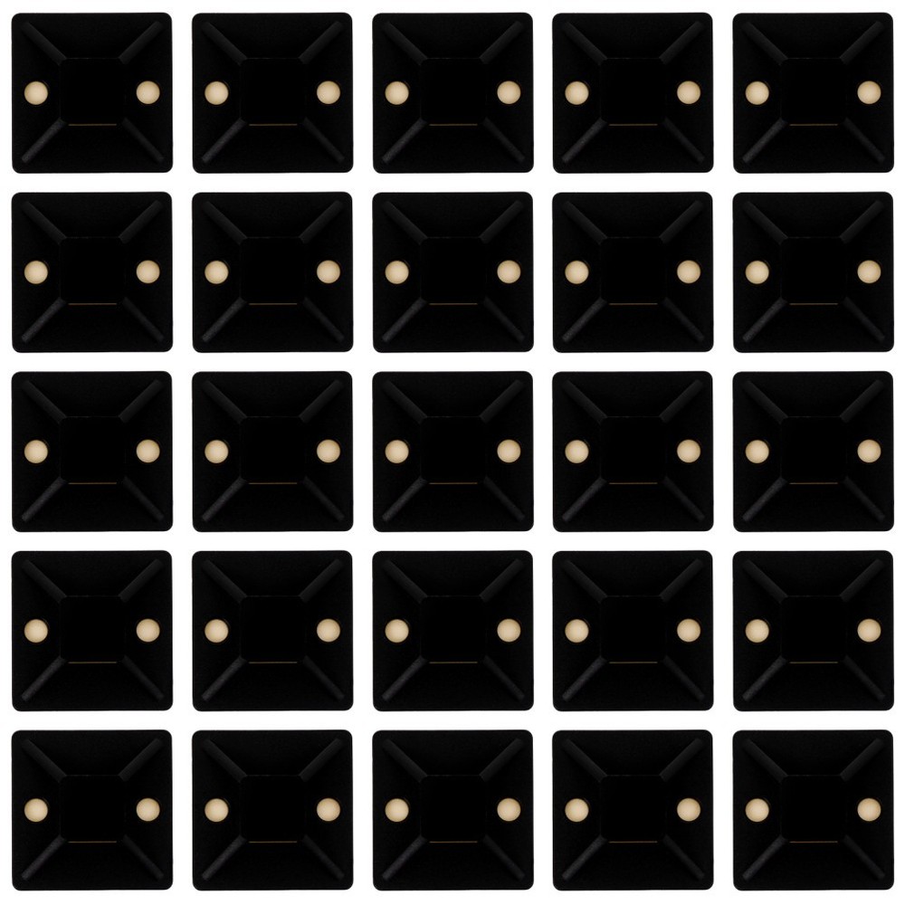 100pcs Square Self-Adhesive Cable Tie Mount Base Wire Cable Organizer (Black)