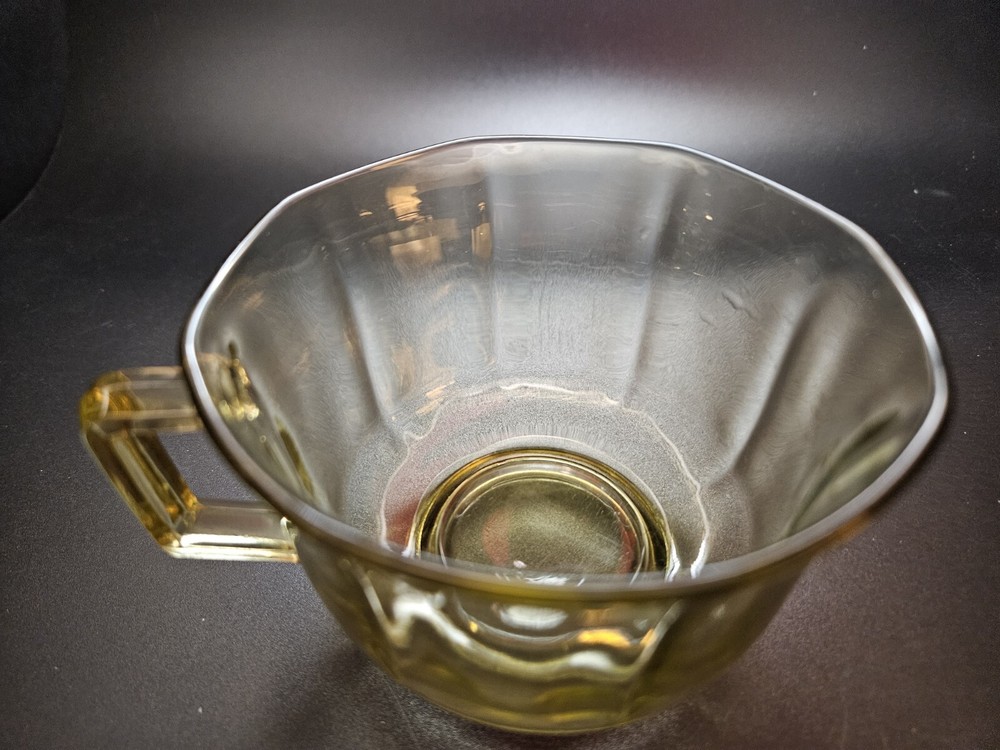 Octagon Amber Depression Elegant Glass Tea Cup