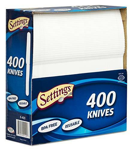 Settings Cutlery 400 Count Disposable Plastic White Knives