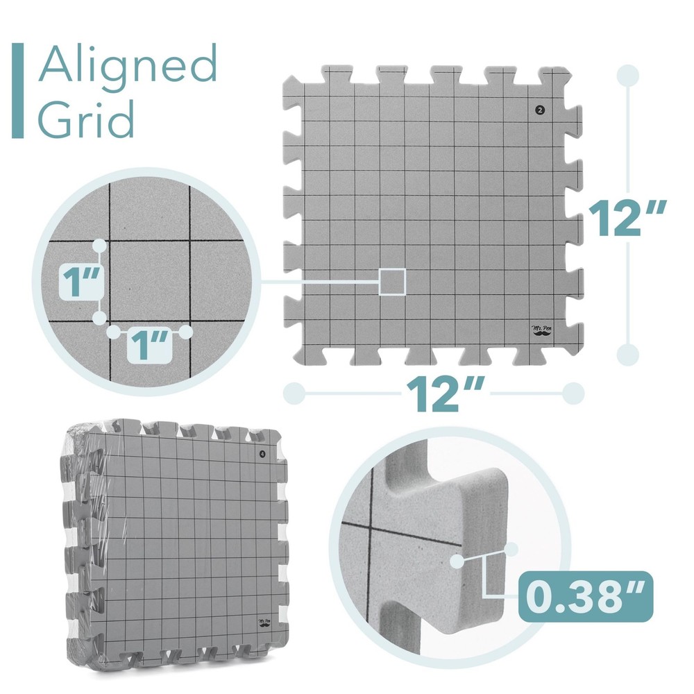 Mr. Pen- Interlocking Blocking Mats, 12”x12”, 4 Pack, Mats for Gray