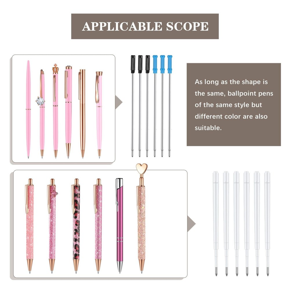Colarr 24 Pcs Replaceable Ink Pen Refills 1 mm Medium Tip for Crystal Diamond...