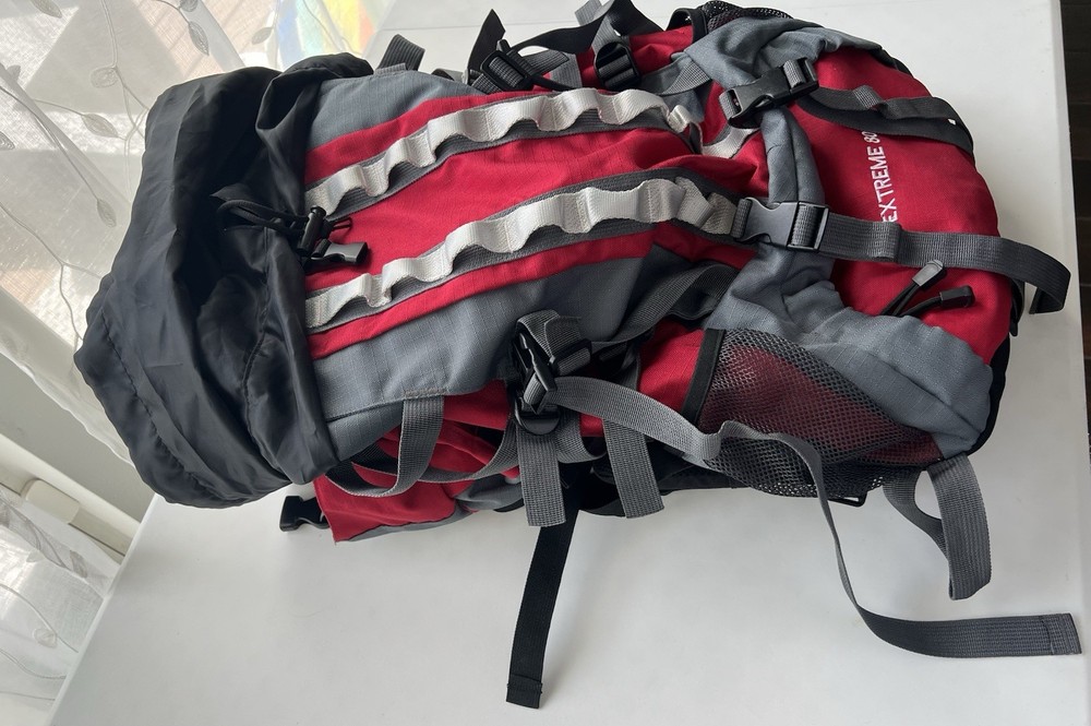 Outlander Extreme 80 Hiking Backpack Red Gray Reflective