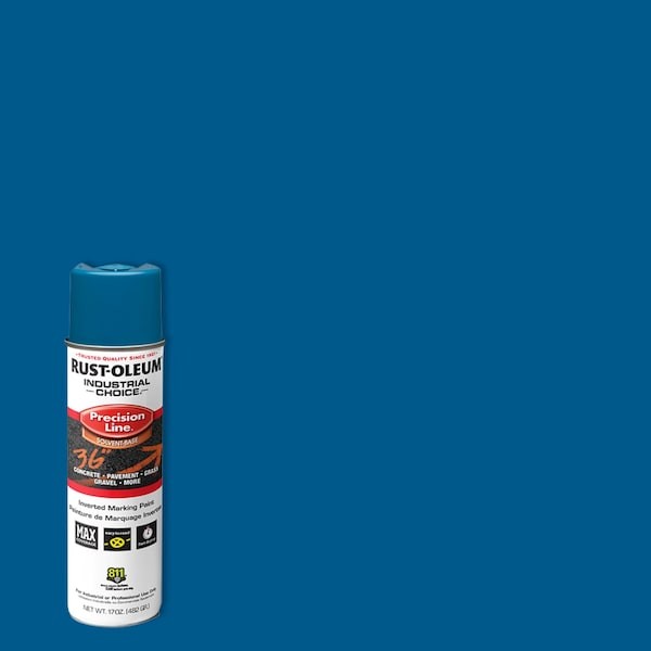 Rust-Oleum 203022V Precision Line Marking Paint, Inverted, Caution Blue, 20 Oz