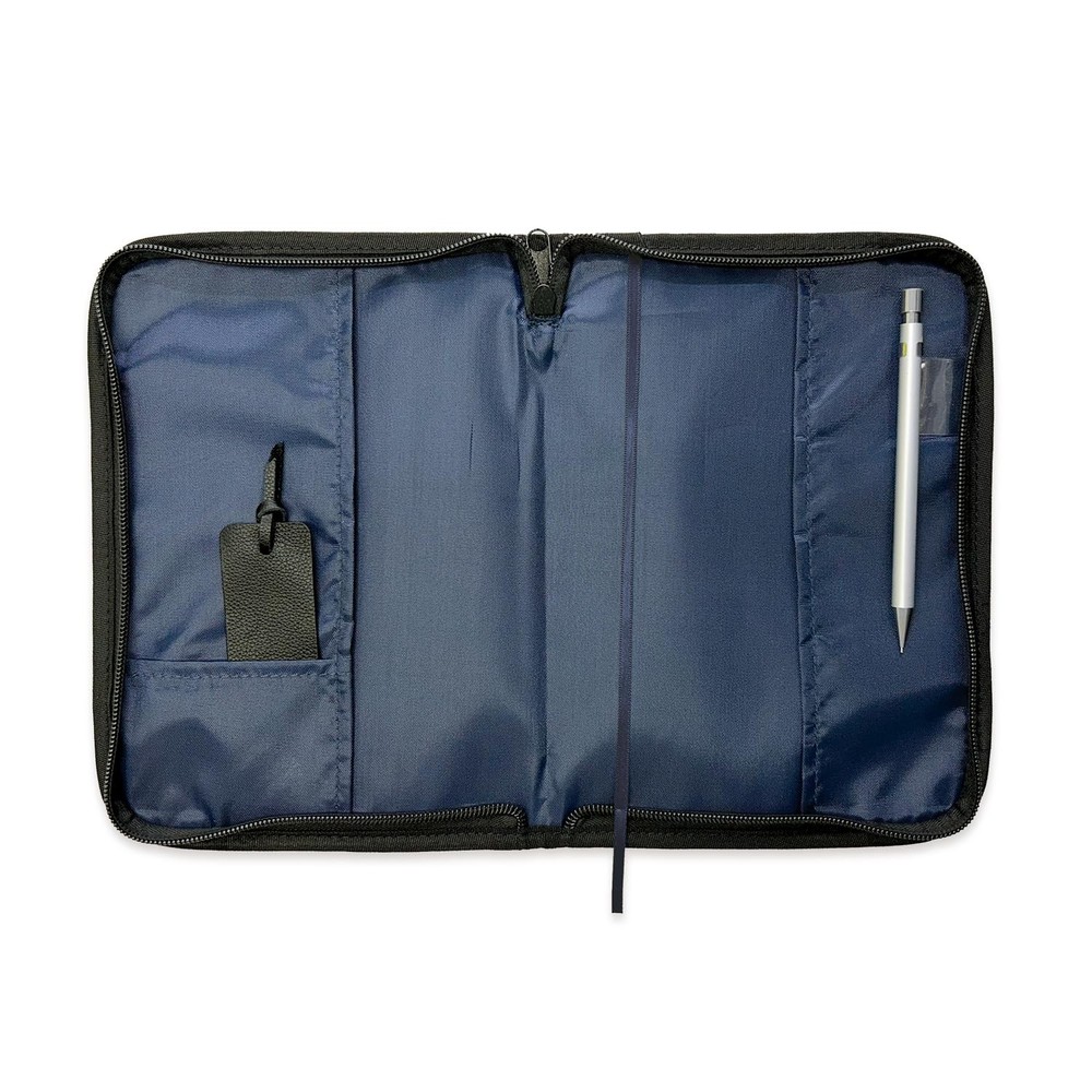 Cubics Round Zip N Book Cover, A5 Size, Black