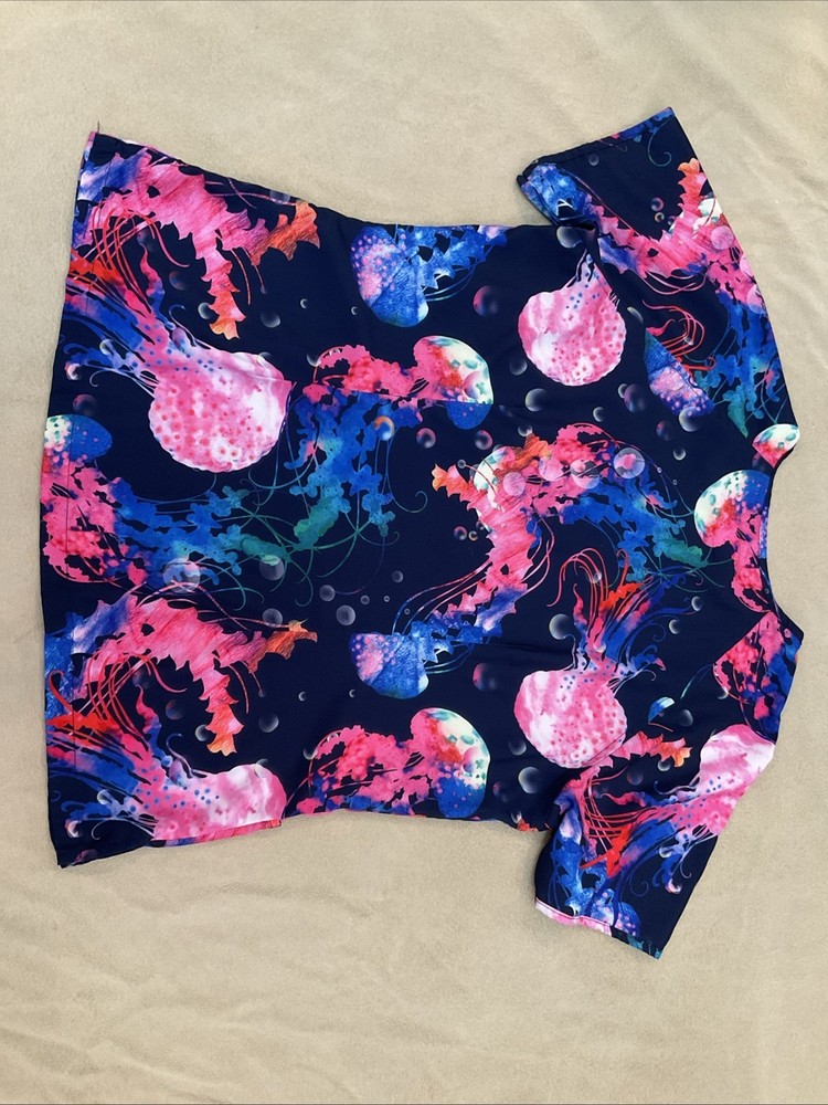 Buttersoft Scrub Top Womens Large Jellyfish Active Stretch
