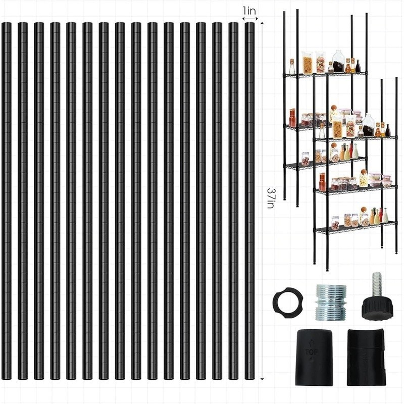74 Inch Chrome Wire Shelving Posts 8 Pack Adjustable Shelf Clips Storage New