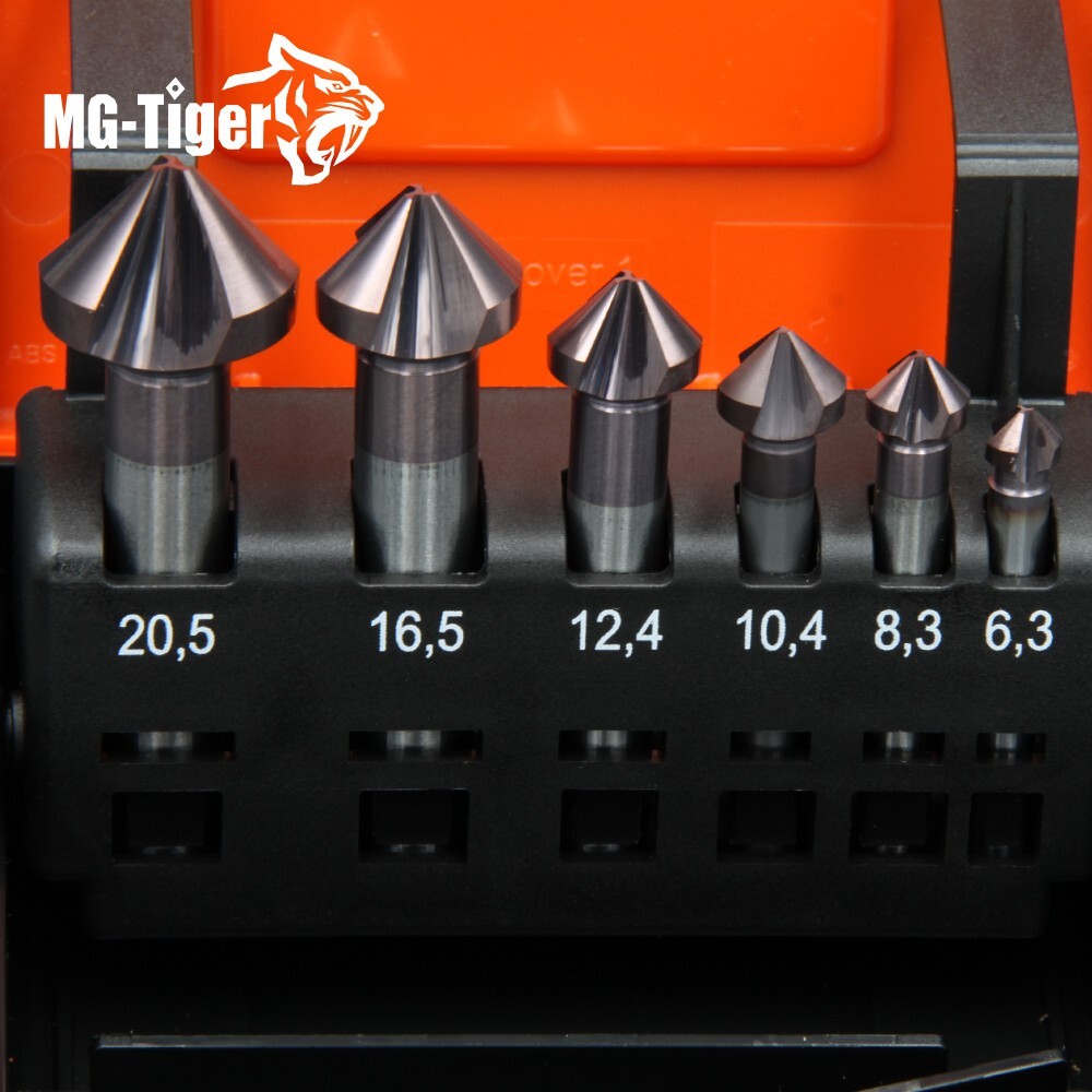 6pcs Solid Carbide DIN335C Countersink