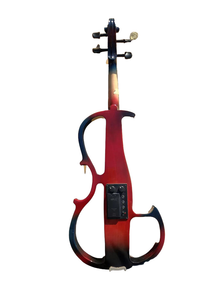 4 String Electric Violin Kit 4/4 Size Solid Wood with Bow and Case,Blue &Red