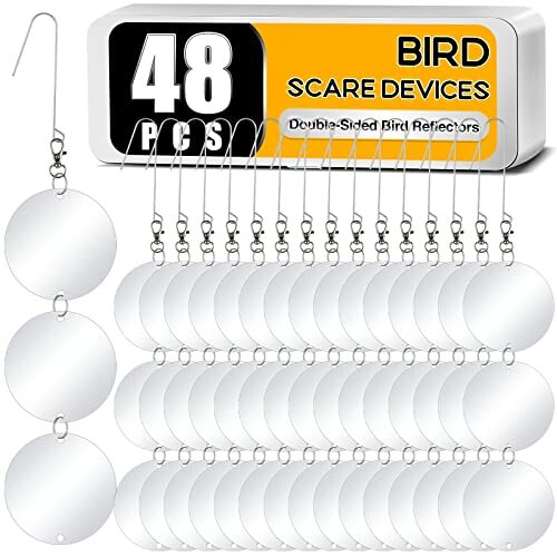 48 Pcs Highly Reflective Double Sided Bird Scare Devices Bird Scare Discs