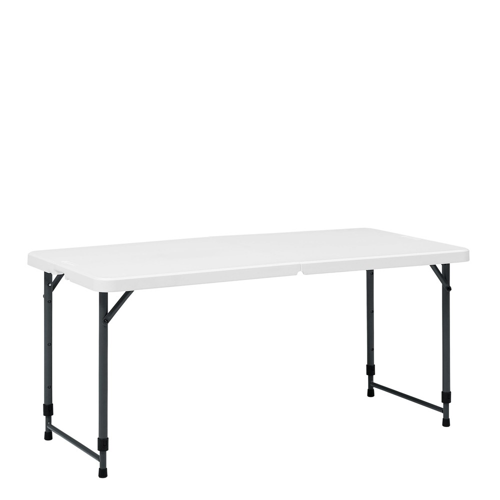 4 Foot Adjustable Height Folding Plastic Table White