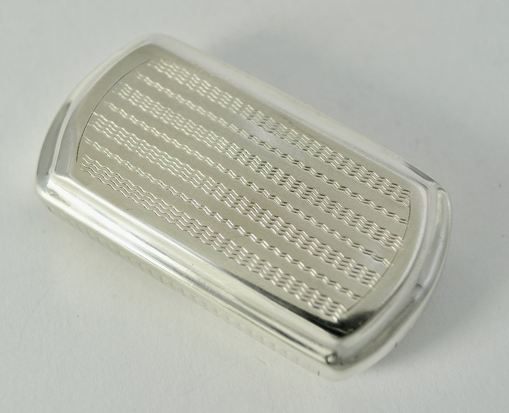 Antique Rectangular Sterling Silver Snuffbox Guilloche Hallmarks France 19th