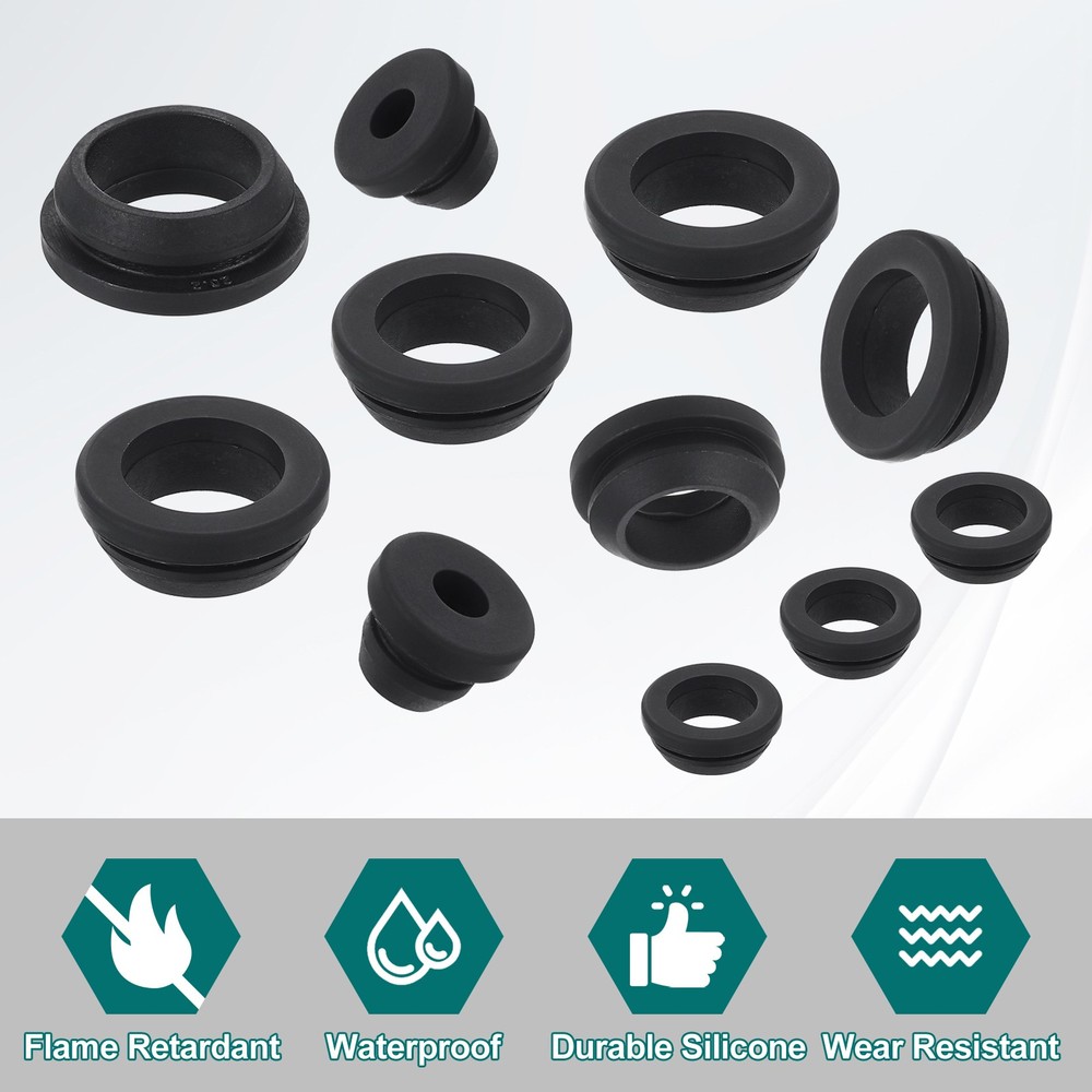 24Pcs Rubber Grommets, Mount Dia 8mm ID 5.5mm Firewall Hole Plug, Black
