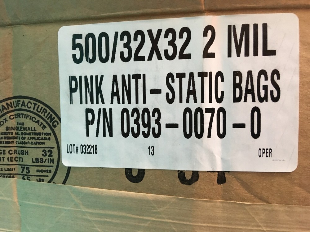 500 Pink Anti-Static 2mil Poly Bags 32"x32"